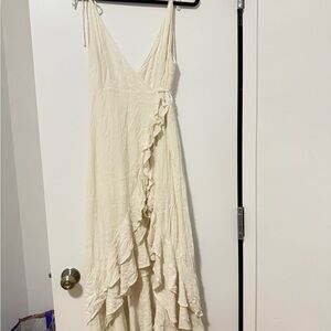 ILLA ILLA Cream Asymmetrical Ruffle Dress